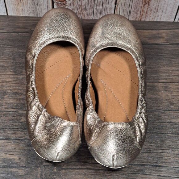 Clarks Artisan Rena Hop Metallic Gold Leather Slip On Ballet Flats Womens Sz 9 M - Picture 6 of 9